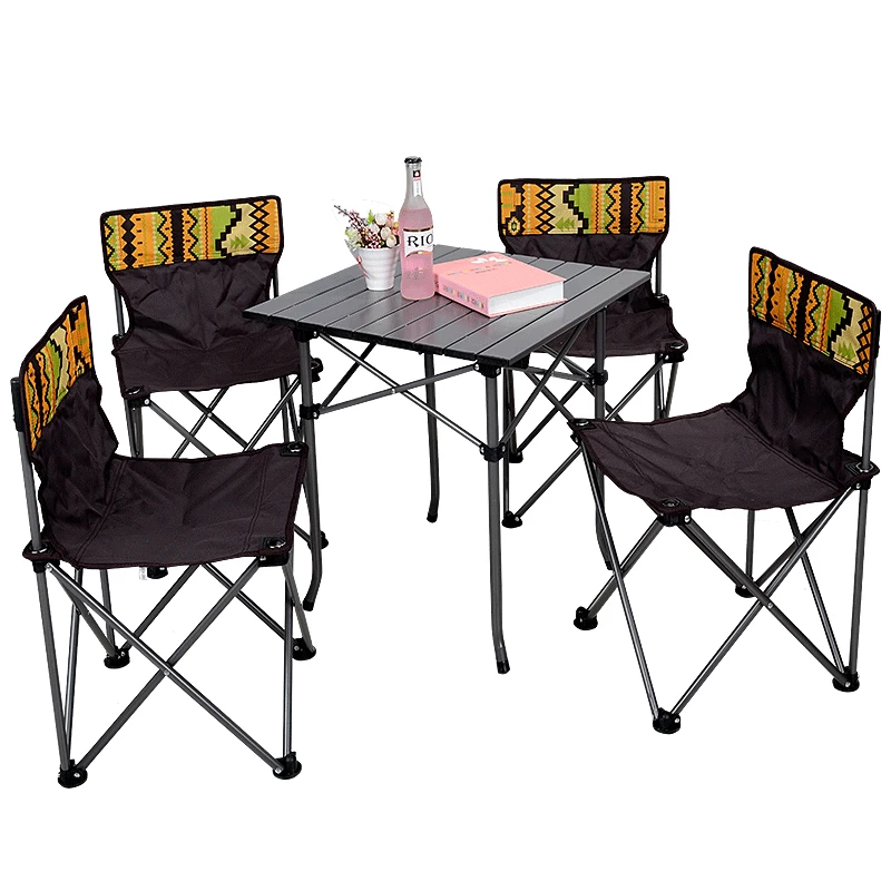 
factory Portable outdoor folding chairs easy carry five-piece set folding camping table for garden beach 