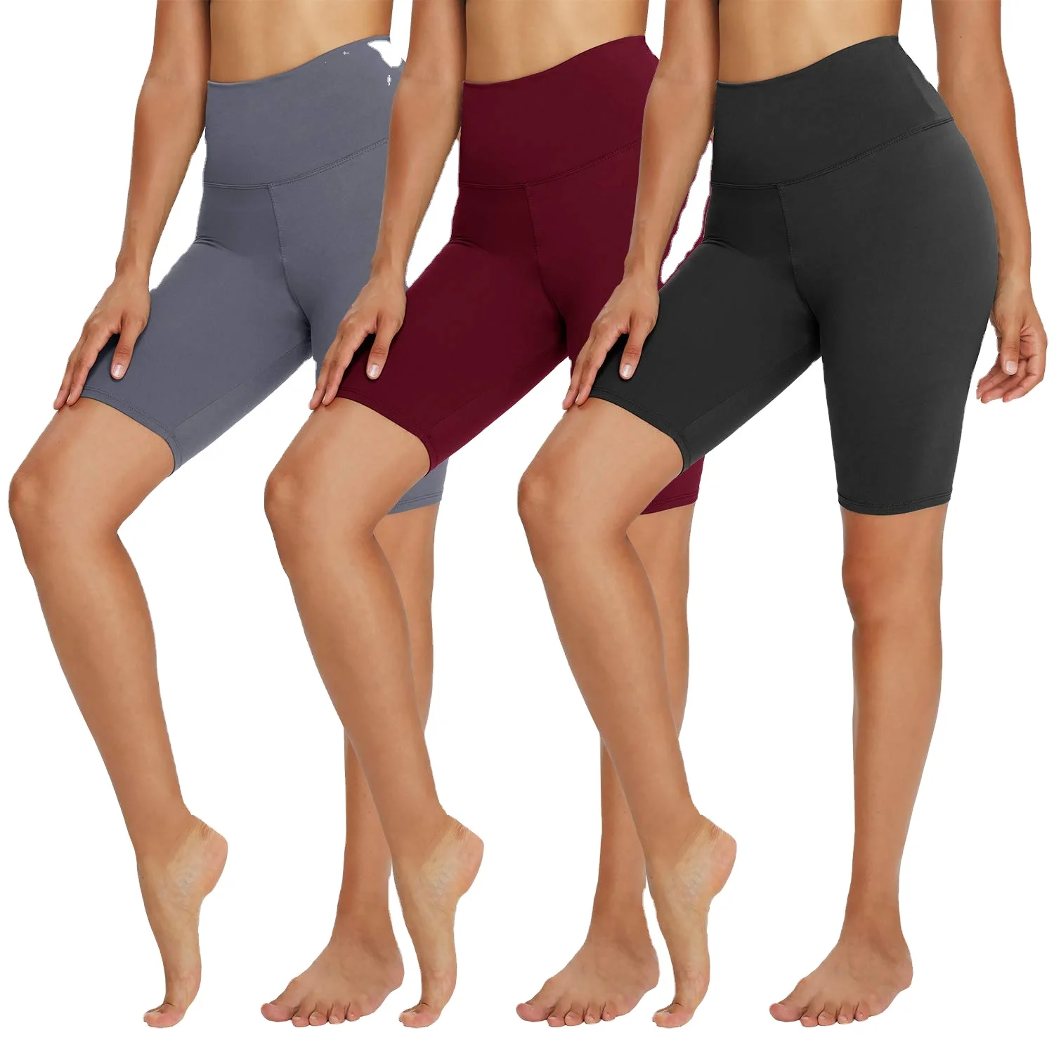 
Wholesale Custom Women Nylon Leggings Black White Yoga Cycling Shorts High Waisted Biker Shorts For Women 