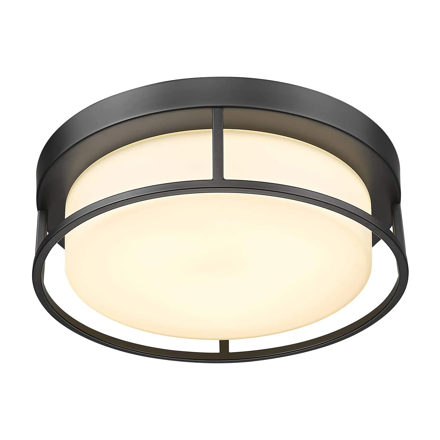 
Flush Mount LED Ceiling Light Fixture 12 Inch Round Ceiling Light Fixtures Dimmable Black Frosted Glass Close to Ceiling 