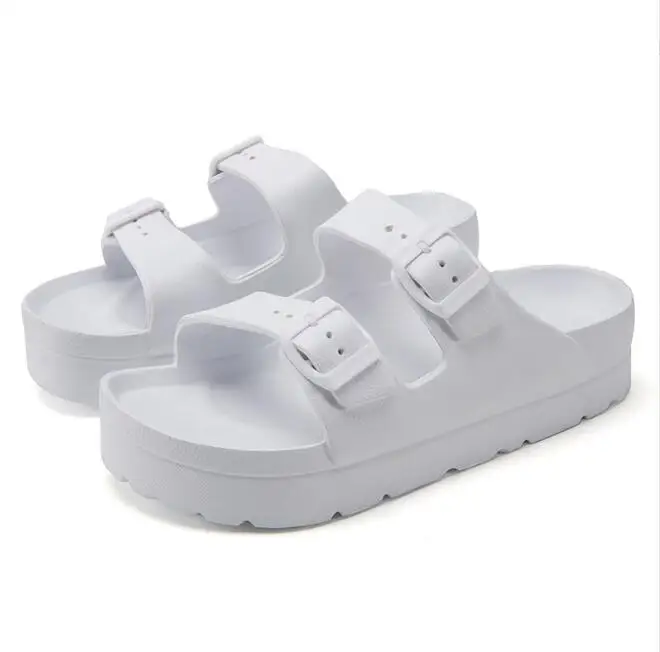 New EVA Thick Sole Slippers For Casual Outwear Sandal Slippers With Double Button Beach Shoes For Women