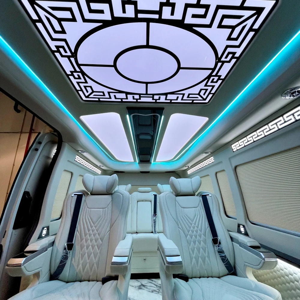 2024 Car interior upgrade complete modification plan luxury accessory  headlight kit LED TV TOYOTA Hiace van Bus