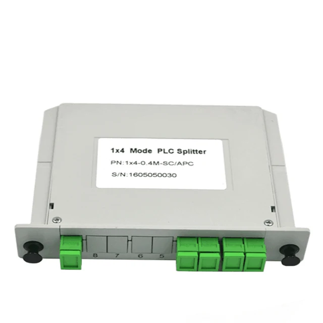 FTTH 1x2 1x4 1x8 1x16 1x32 1x64 Plug-in  passive 1*4  Optical Splitter LGX Box Cassette card slot  4 way PLC Optical Splitter
