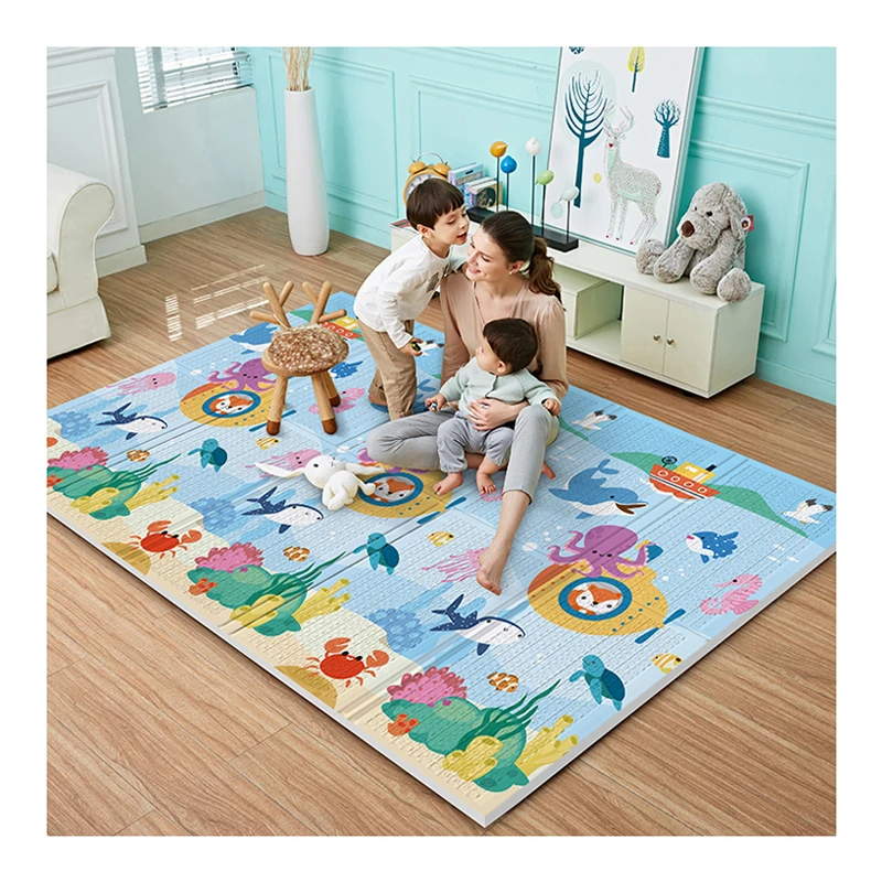 Baby Cotton Play Mat,Playmat Baby Crawling Mat For Floor Baby Mat Large Super Soft Extra Thick (1cm),Plush Surface Foldable