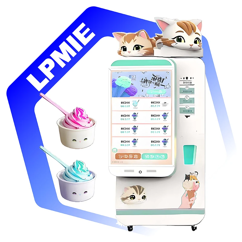 LPMIE экологически чистый милый кот тема зеленого умного Мороженого Торговый автомат на заказ для парка развлечений