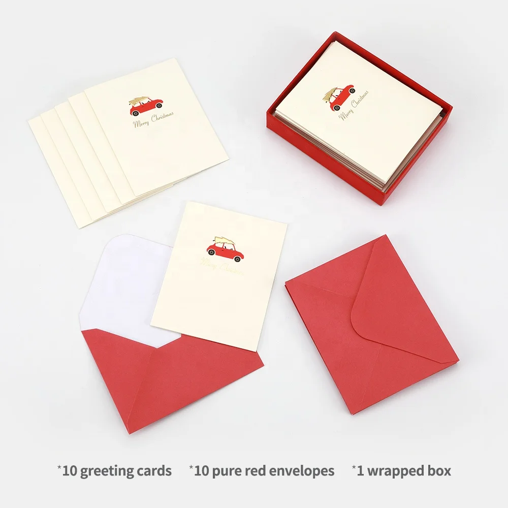 Custom Printing Personalized Designs Paper Handmade Folded Christmas Greeting Cards with Envelope