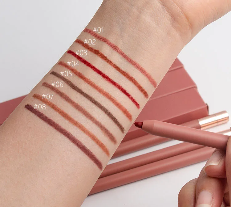 Creamy Pink Lip Liner Lipliner Pencil Wholesale Waterproof Custom Nude Dark Brown Lip Liner Pencil Private Label