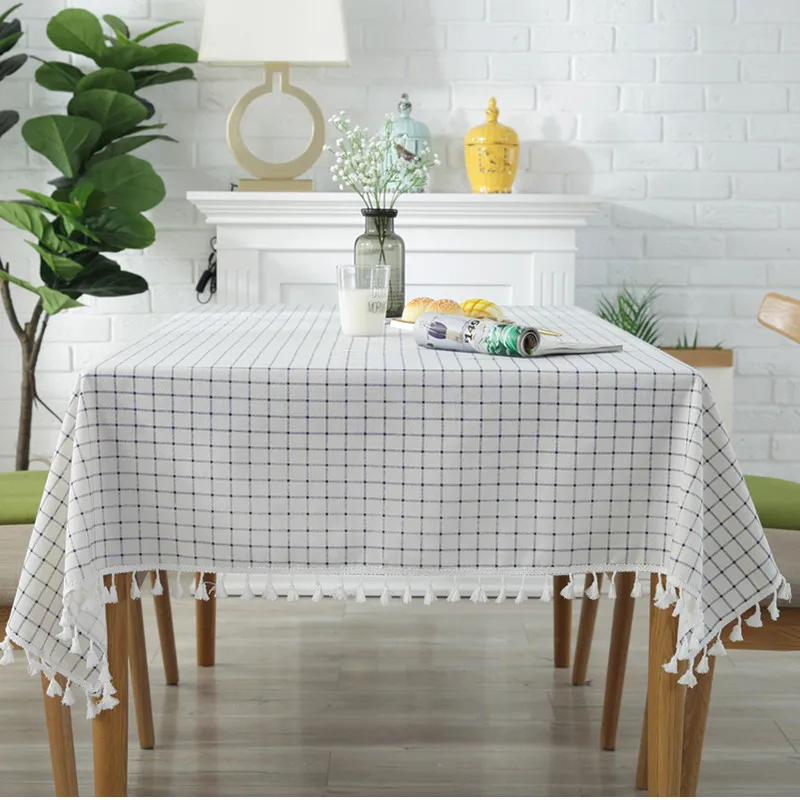 Kitchen Black White Grid Table Cloth Rectangular Tablecloth Dining Table Cover