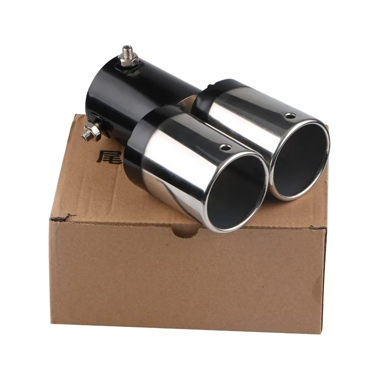 2.5 Inch Universal Car Auto Round Exhaust Muffler Tip Dual Pipe Chrome Trim Modified escape Exhaust Pipe