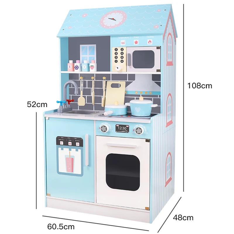 New shape simulation  2 in 1 wooden doll house kitchen toys for kids pretend play wood cooking toys kitchen set for kids