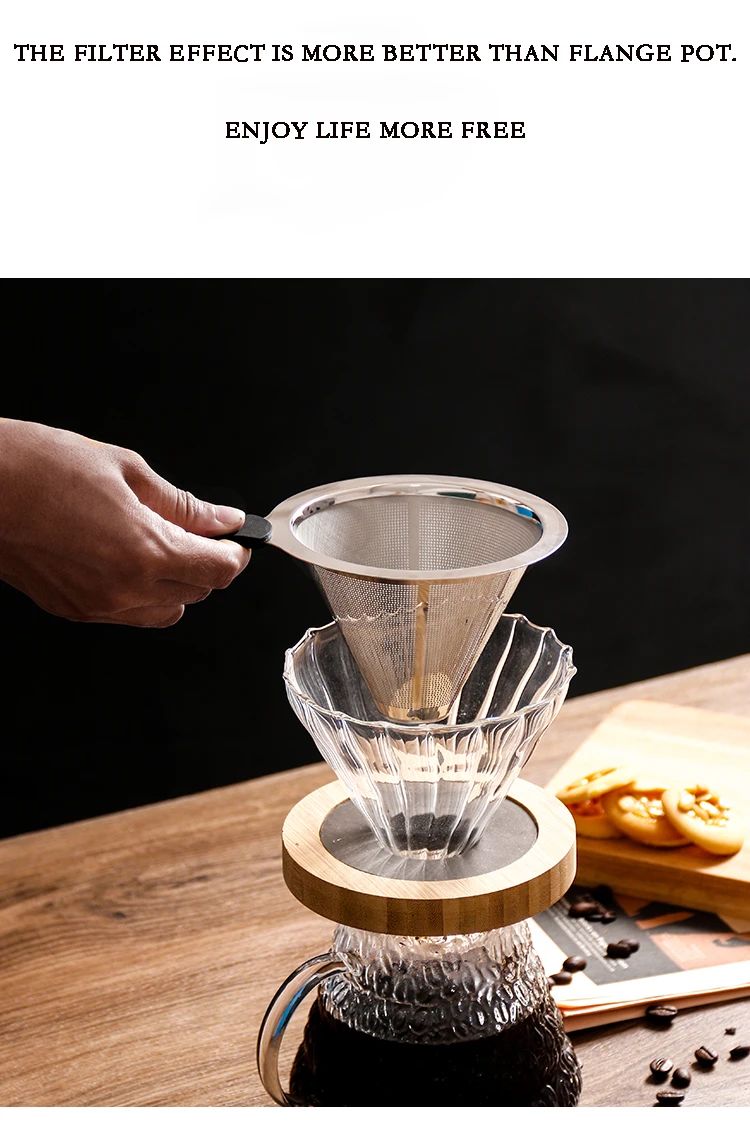 Strainer Business Metal Mesh Tools Layer Coffee Tea Drip Cone Coffee Filter Stainless Steel Cartridge Filter