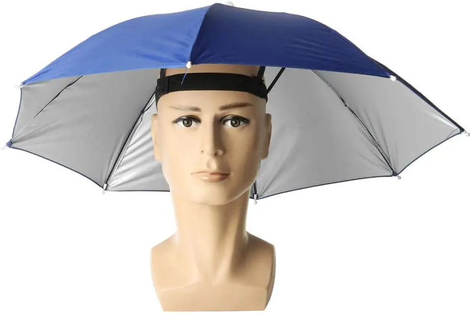 Novelty umbrellas for the rain Portable Travel Hiking uv fishing head with sun protection hat umbrella for sale