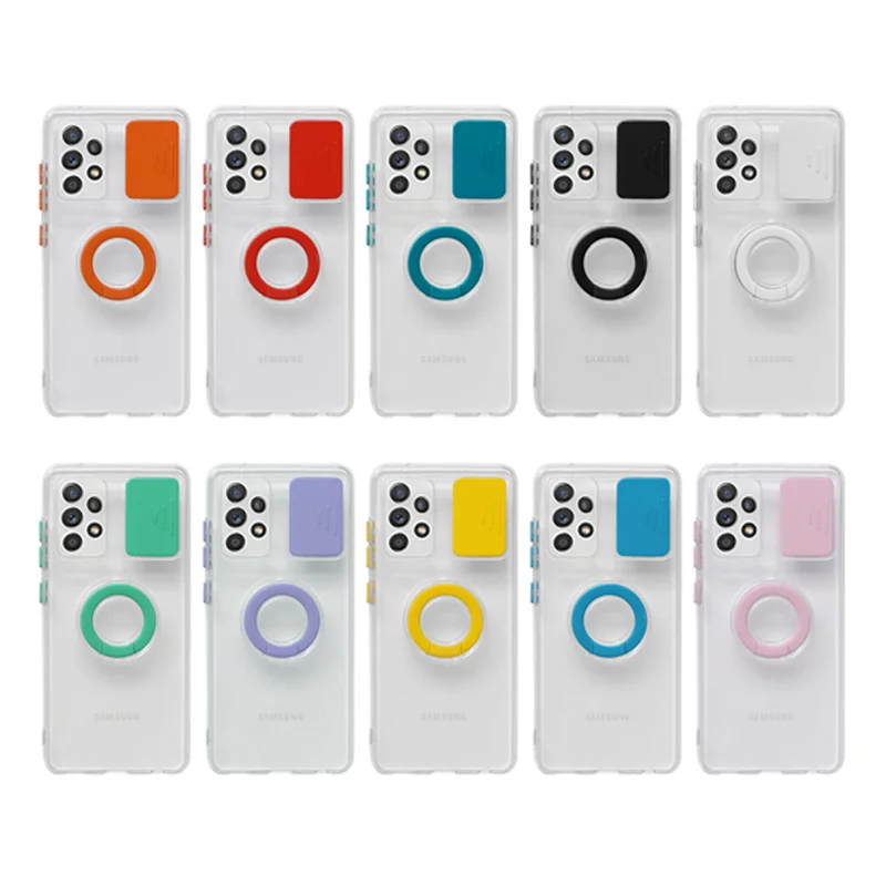 Hot Soft TPU Sliding Window Camera Lens Protection back cover with Ring Holder Phone Case For iphone 11 12 Pro Max XR X 7 8 Plus