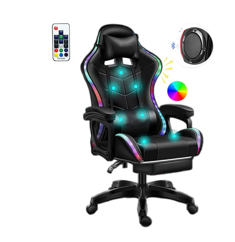 Игровой стул Silla de juegos gradad cero с подсветкой и динамиками, игровой стул для ПК с подставкой для ног