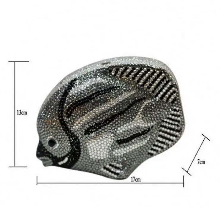 New Design Luxury Crystal Clutches Bags Rhinestone Clutch Bag  Fish Shape Clutch Handbags Wedding Party Purse