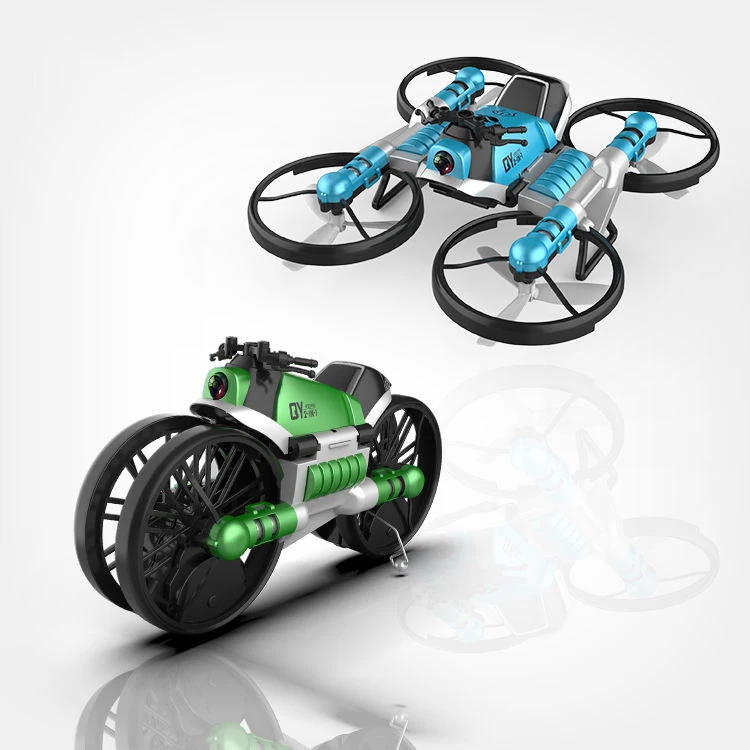 2 in 1 Land travel air flight toy watch control deformation RC quadcopter drone motorcycle toy with HD camera