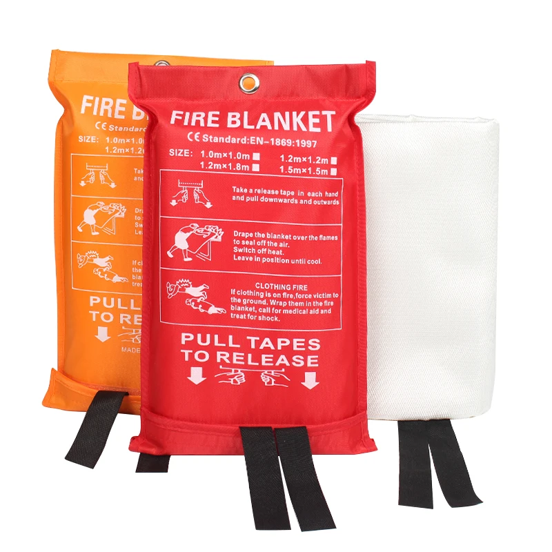 EN 1869 1 m*1 m 100% Fiberglass silicone rubber coated fireproof pagged heat resistant blanket