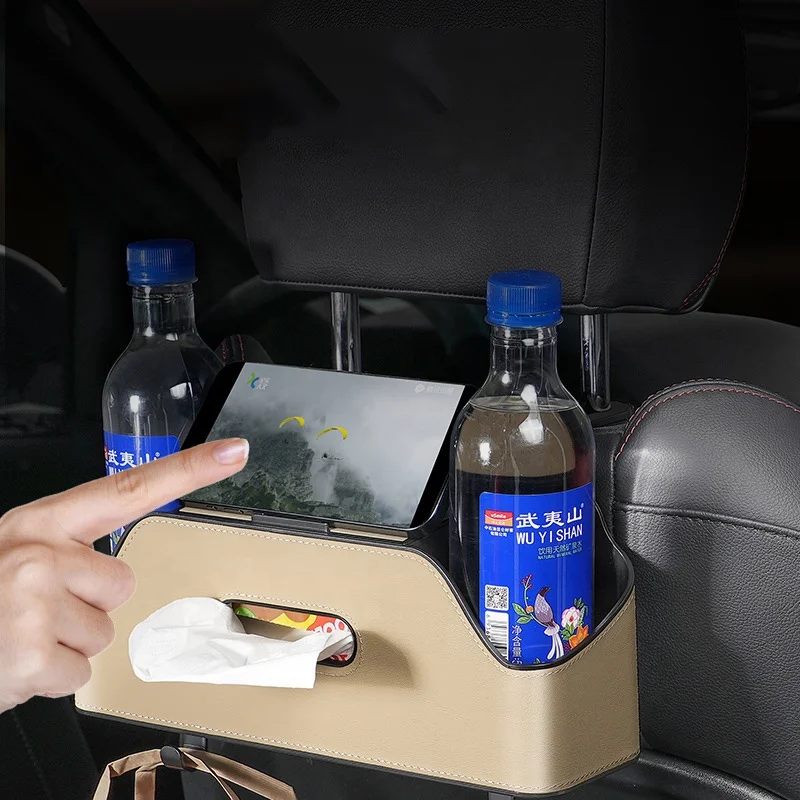 Car seat back storage box Car tissue box multi-functional hanging bag water cup storage rack mobile phone stand