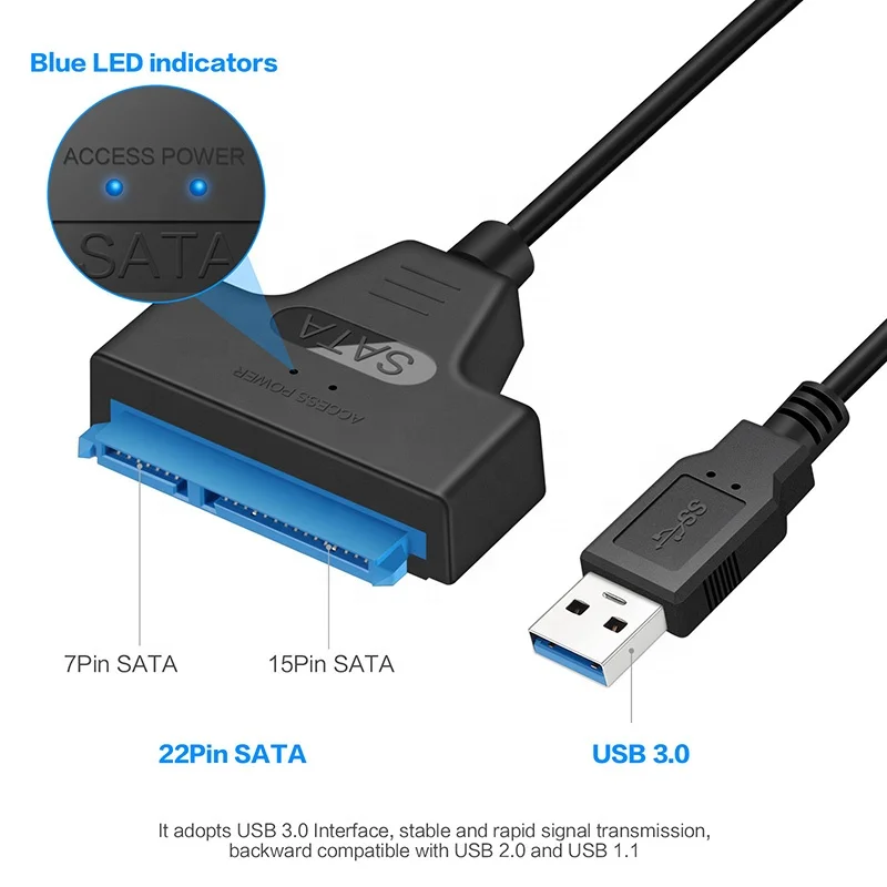 USB 3.0 To SATA Adapter 22PIN HDD Cable 7+15pin SATA For 2.5inch HDD/SSD Converter USB 3.0 to Sata III Cable