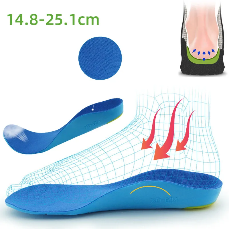 Kids PU Insoles U-cup Heel Design Arch Support Orthopedic Insoles for Pain Relief Flat Feet