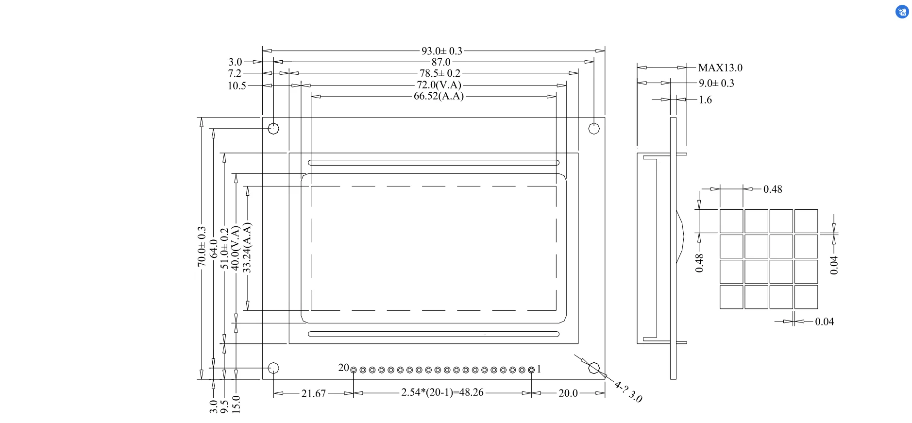 Customized backlight fstn cog 128x64 3.3v mono lcd display 12864 graphic lcd module