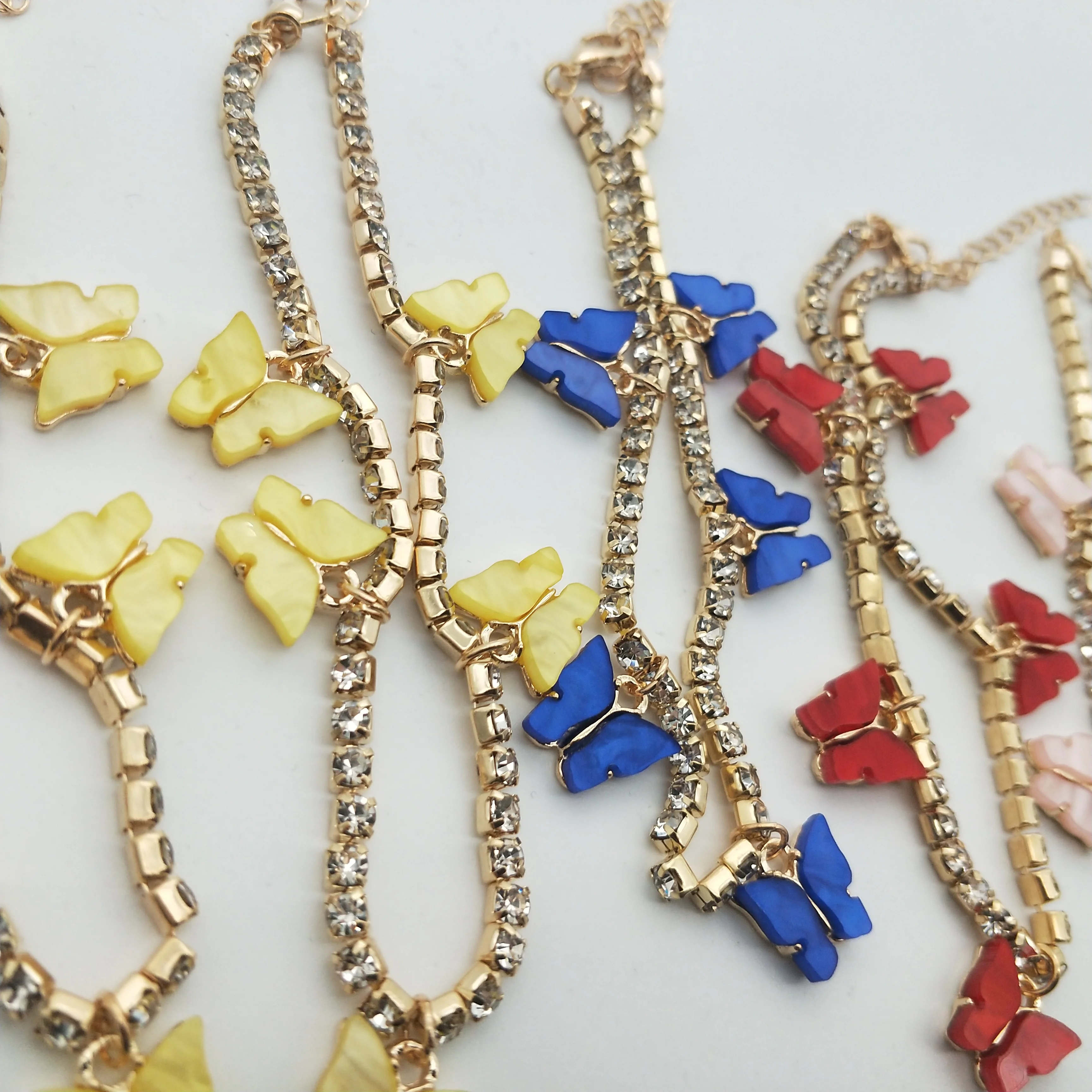 
Wholesale Crystal Butterfly Anklet Stainless Steel Women Jewelry Diamond Tennis Butterfly Ankle Bracelet Butterfly Anklet 