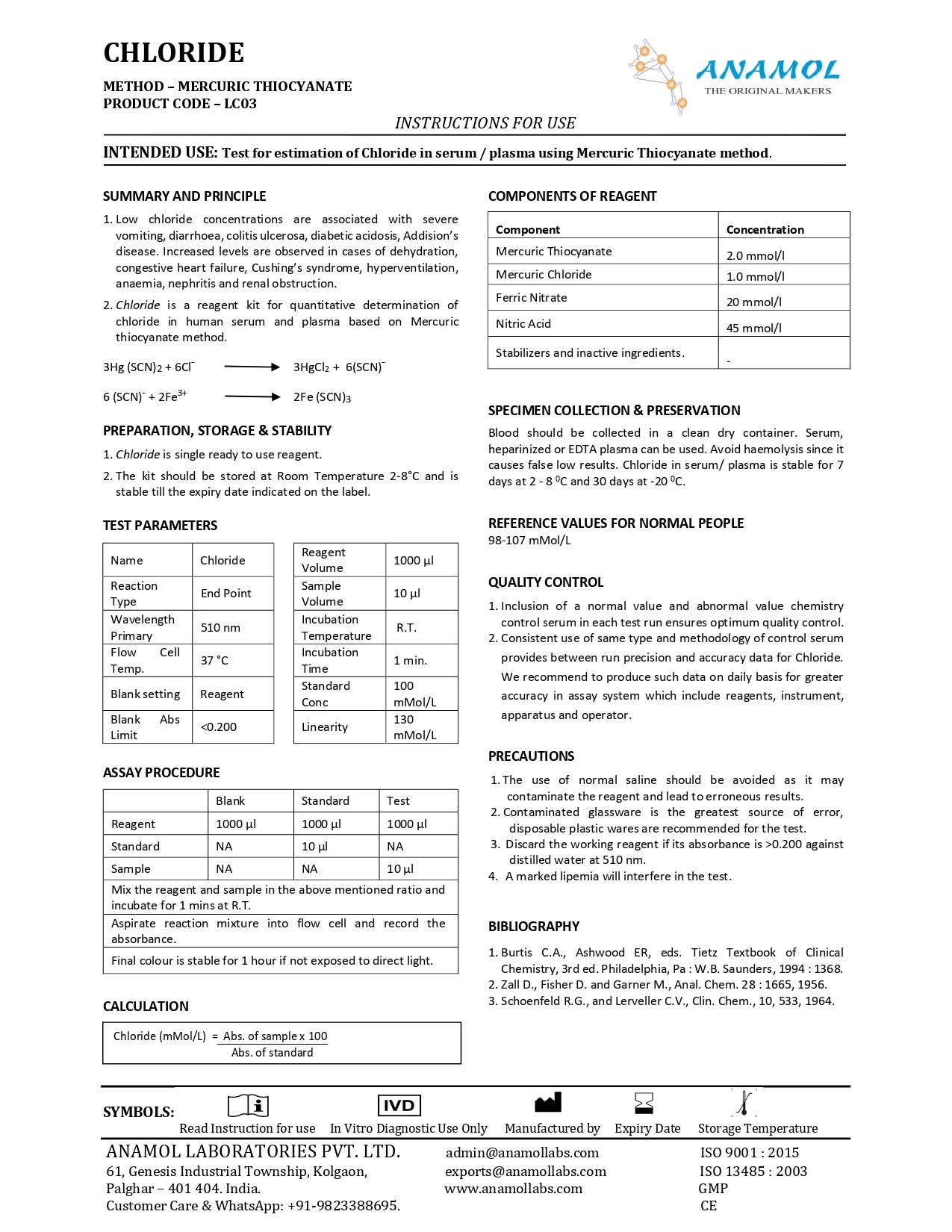 Chloride Biochemical Reagents