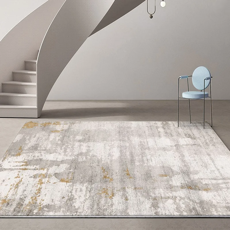 Machine Made Luxury Grey And Golden Printed Living Room Home Decorative Rugs Carpet