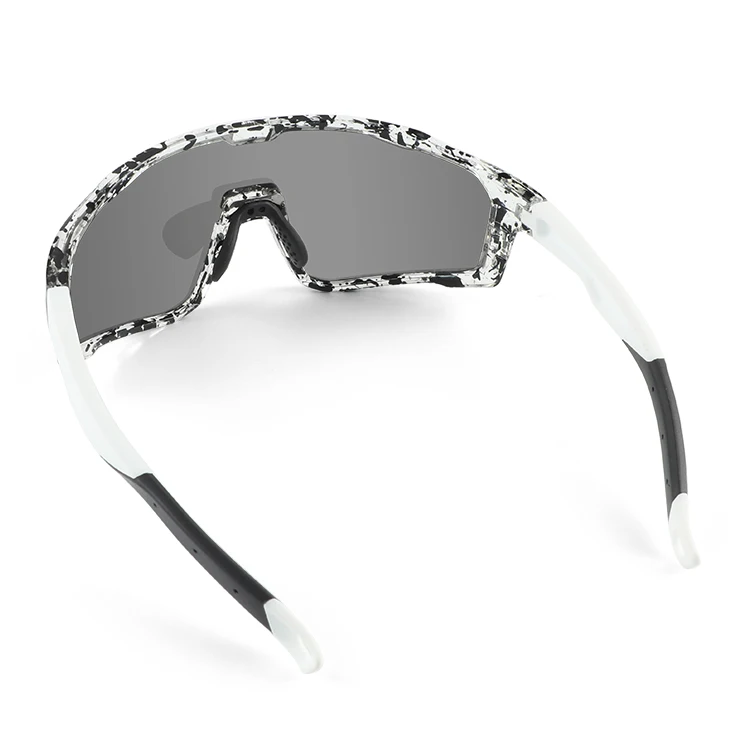 Clear Frame Wrap Around Polarized Large Mirror Bike Sunglasses Men Cycling Eye Safety Protect Sports Glasses