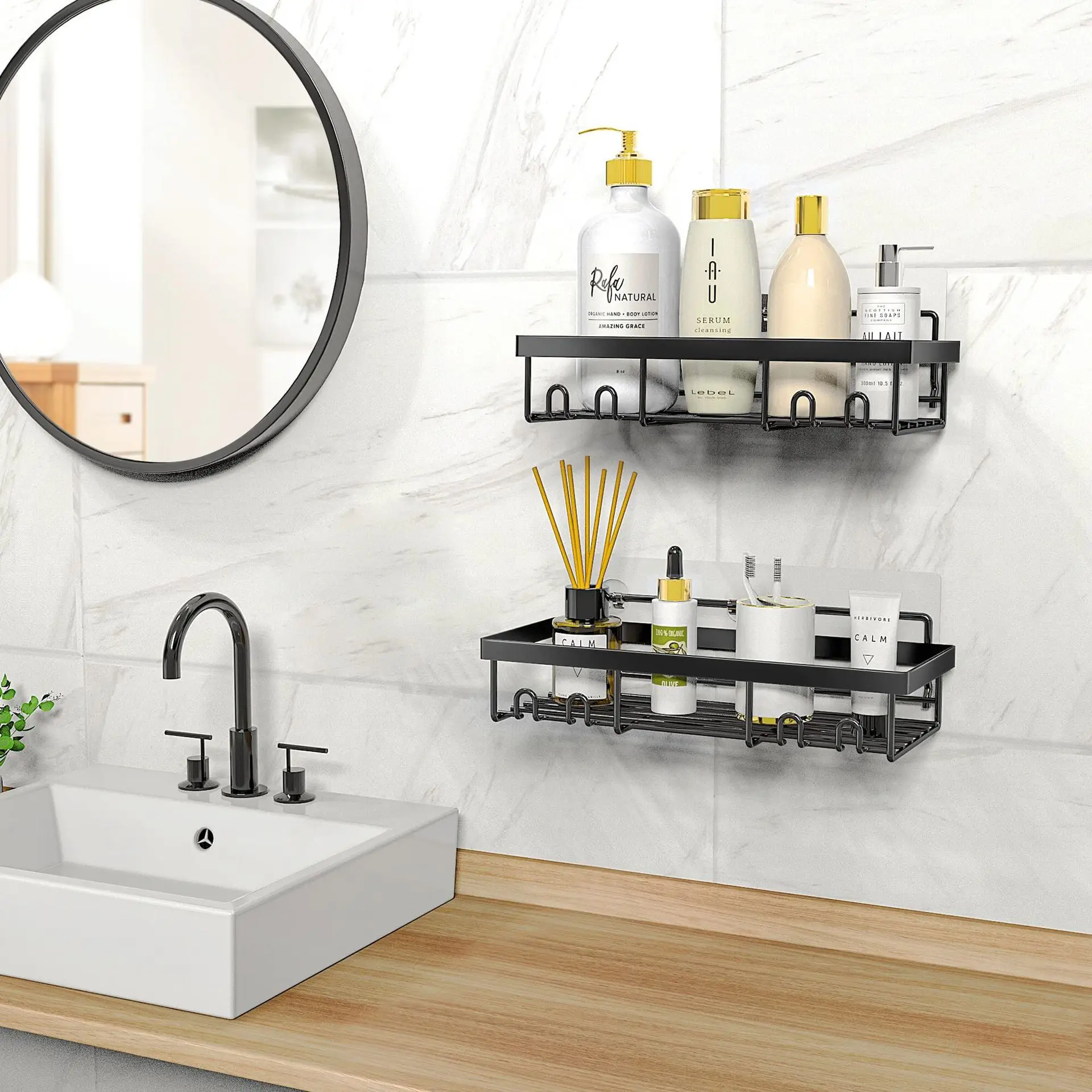 Shower Caddy Shelf Organizer Rack Bathroom Shelf Shampoo Storage Holder Kitchen Wall Storage Bathroom Accessories