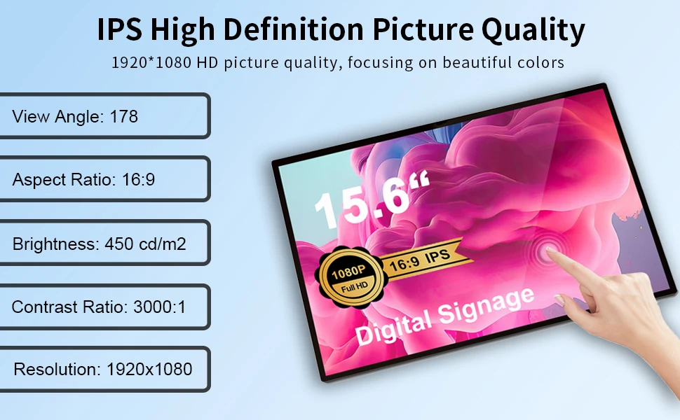Ultrathin 15.6 Inch Desktop Display Android Tablet PC Wall Mount Touch Screen Digital Signage Commercial Advertising Player