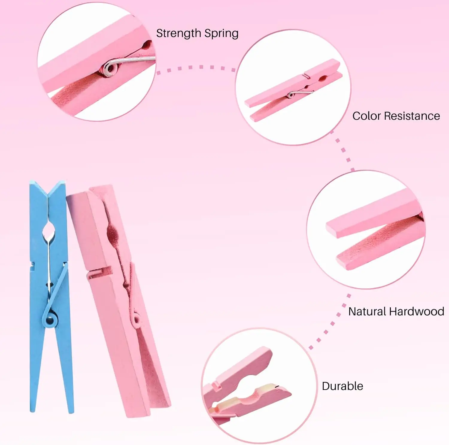 HC Factory  Supply Colorful  Wooden Clothespins with jute Rope  Small Wood Clothespin