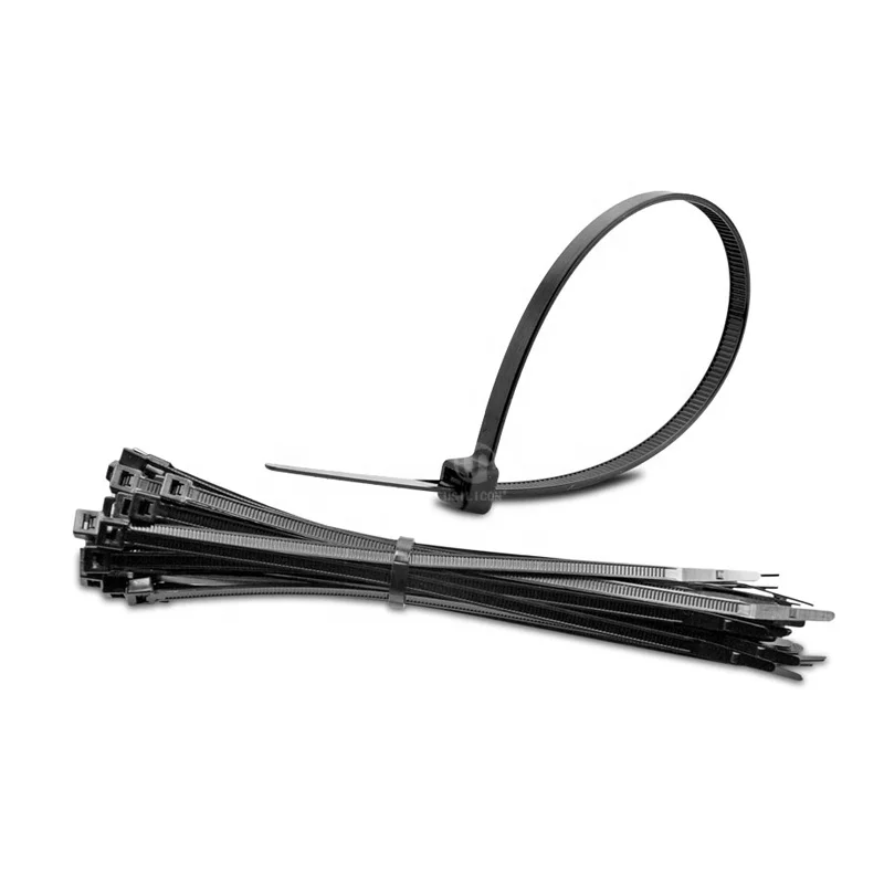 100pcs packing Loop Tie Wire Black Nylon Cable Ties  2.5*200MM