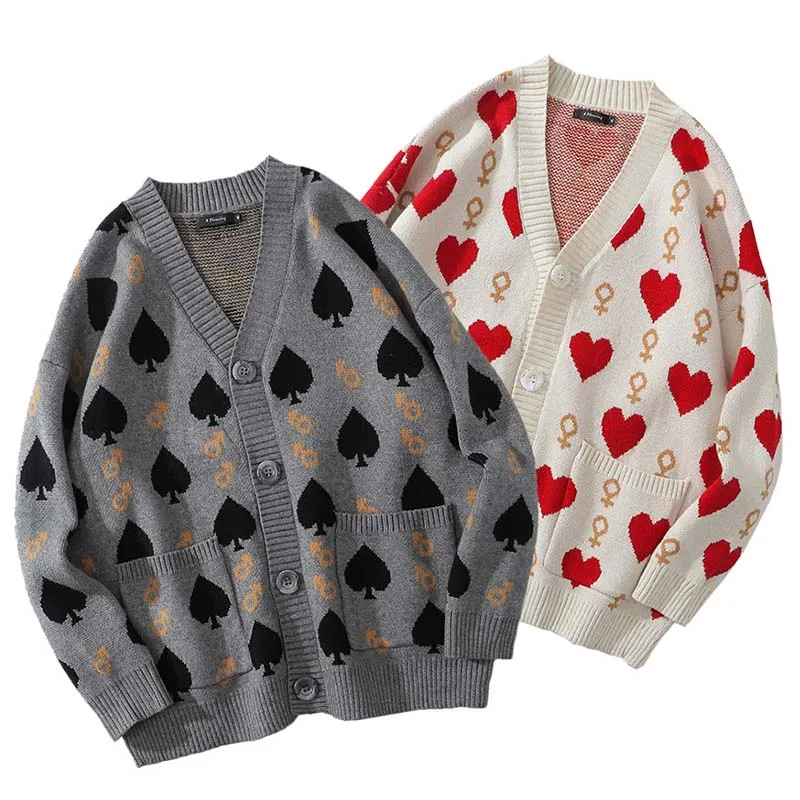 Men Sweater Sweaters Knitted Top Mens Intarsia Knitwear All Love Jacquard Knitwear Crewneck Pullover Polo Fit Cardigan Coat