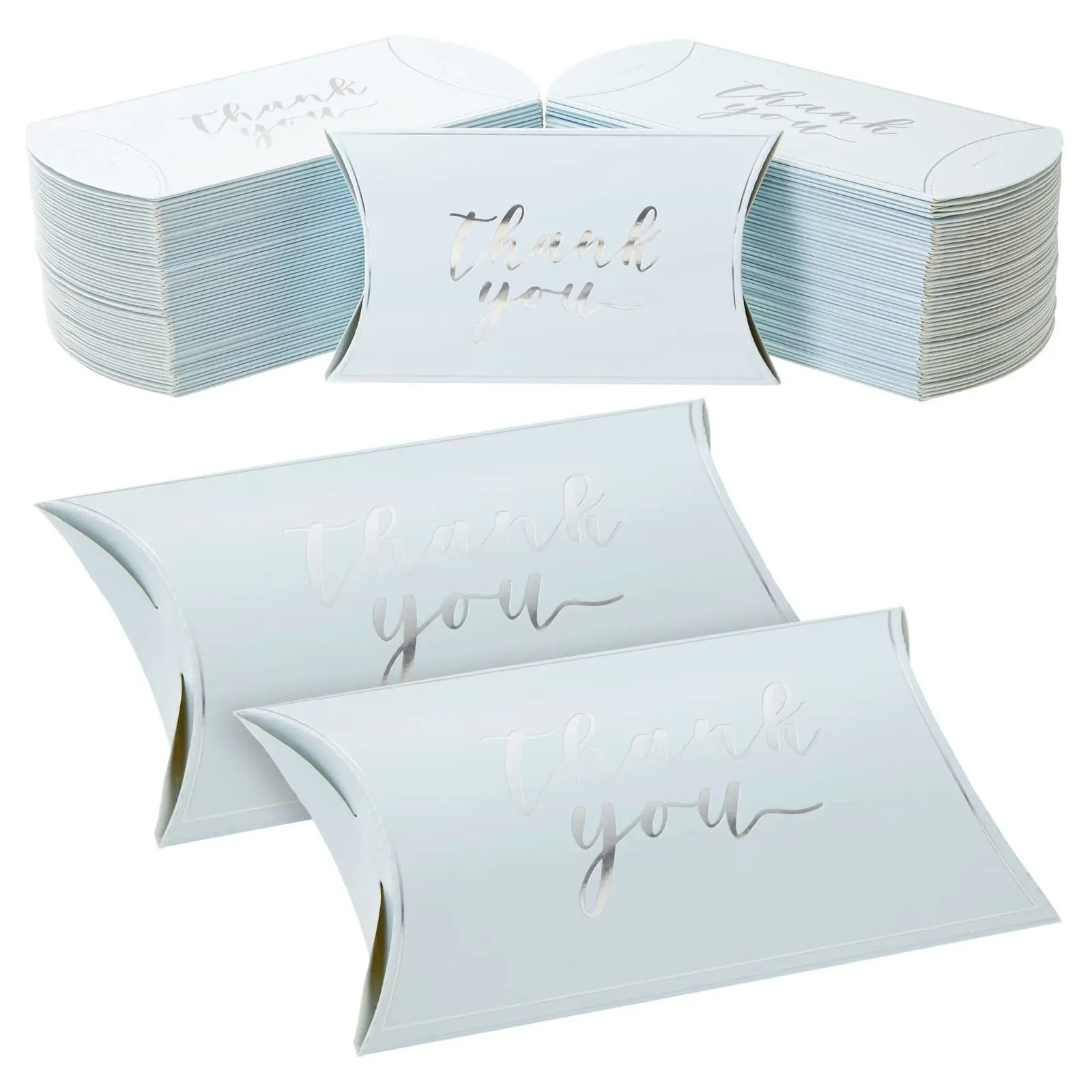Custom Logo Wedding Candy Favor Pillow Boxes 5.2x3.2inch Thank You Gift Boxes Bule Brown Kraft Paper Pillow Box For Party Favors