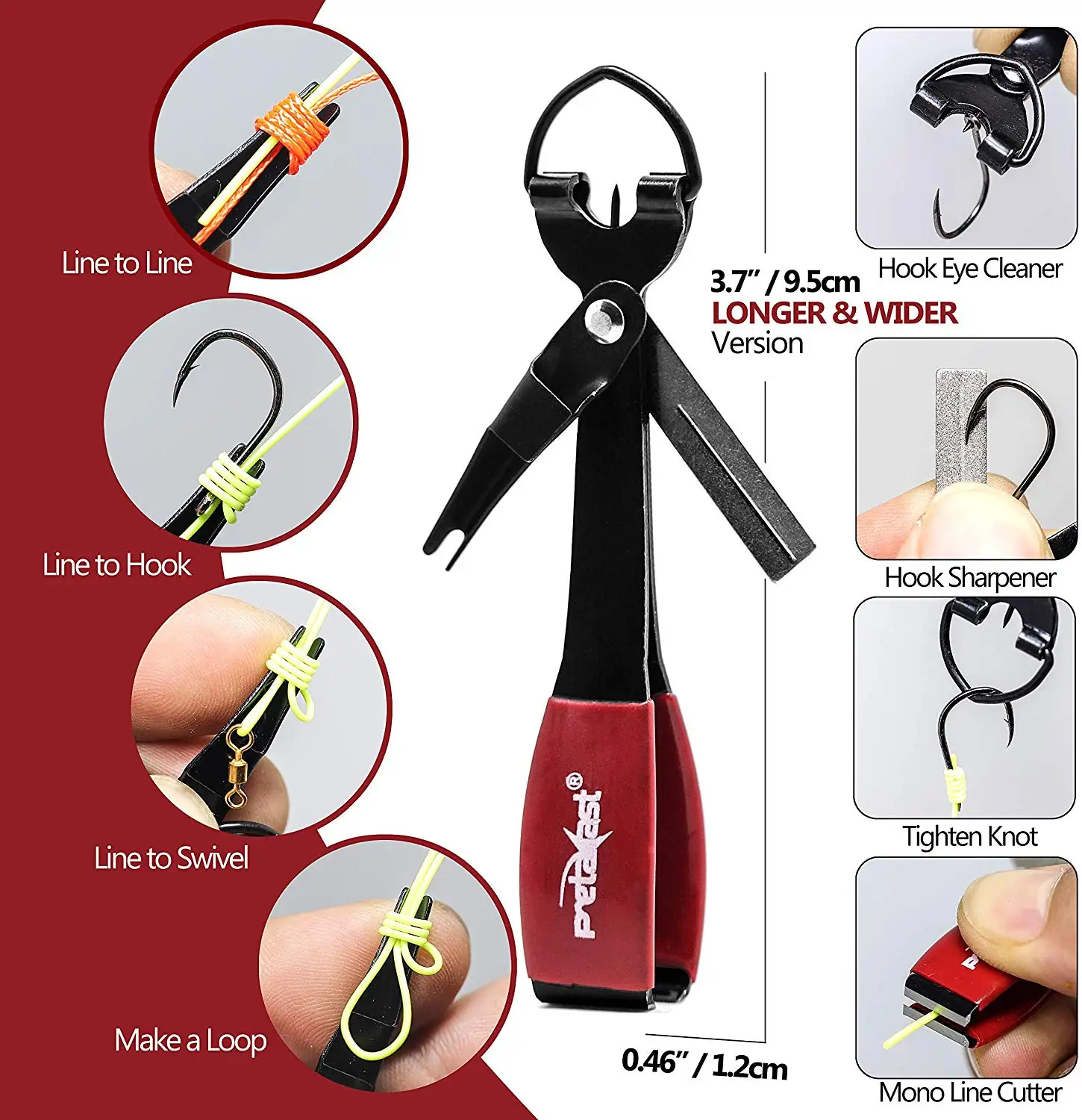 
SAMSFX Fishing Pliers with Coiled Lanyard and Camo Sheath 7 inches Fishing Pliers with Quick Knot Tool 