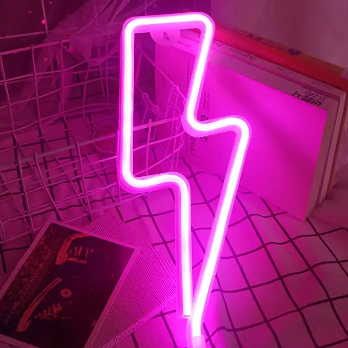 Hot Sell Plug in Wall Light Kids Room Decor Lightning Body USB & Battery Powered No Heat Table Decorate  LED Neon Lights