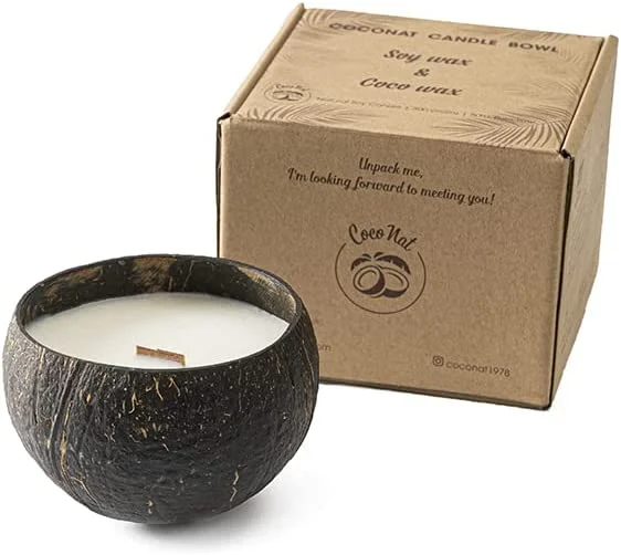 Soy Wax Handmade Cereal Candles Custom Scent Coconut Shell Scented Candle In Coconut Bowl