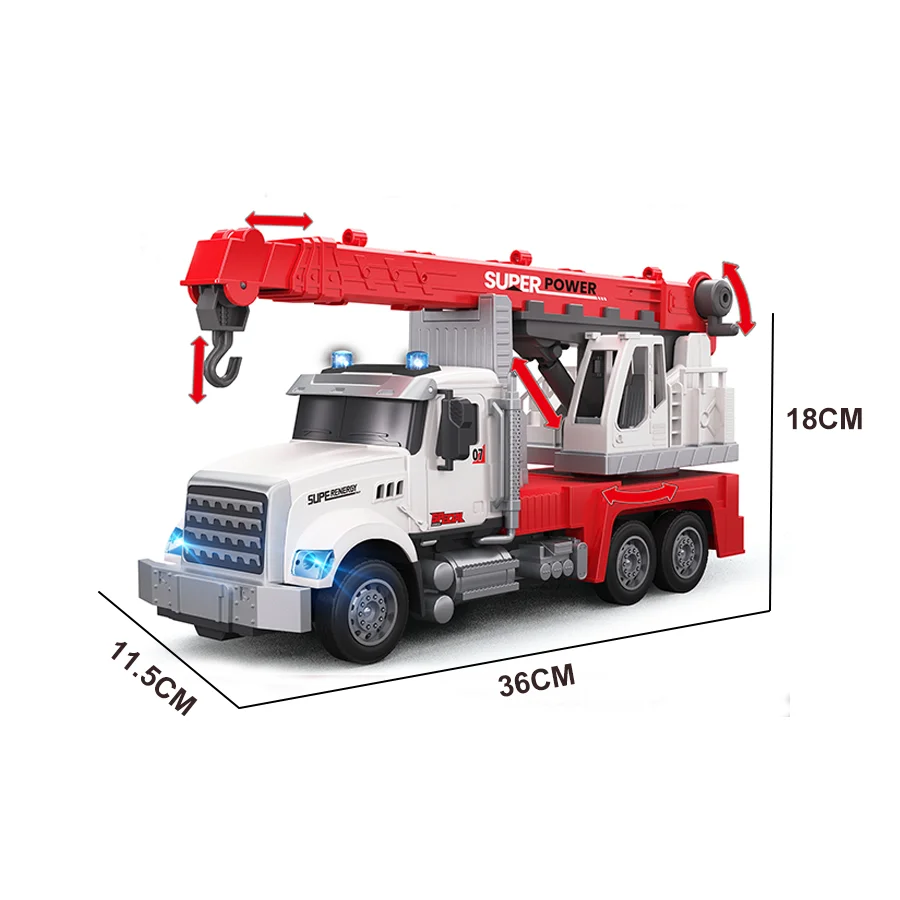1:14 Remote Control LED Light Larger Truck Electric Car with Crane Truck Car RC Cars Toys Crane Truck