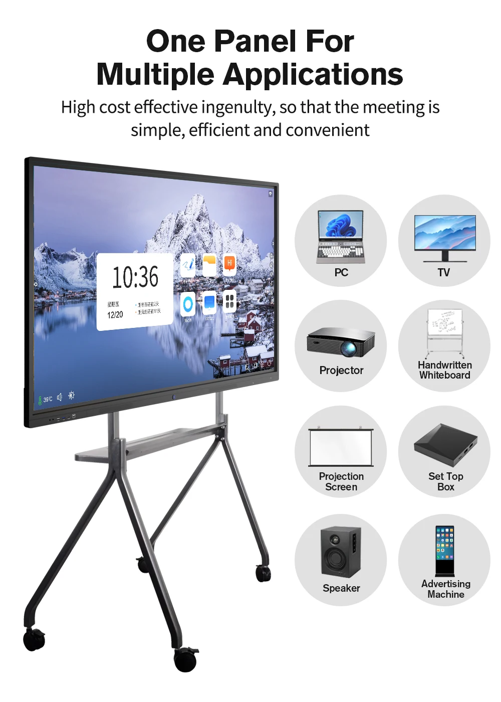 65 75 86 Inch School Teaching Smart Portable All In One Interactive Digital Flat Panel For Classroom