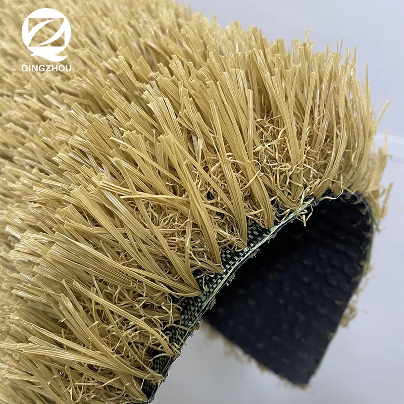 QINGZHOU artificial grass outdoor landscape synthetic turf artificial dry grass yellow color artificial grass synthetic lawn
