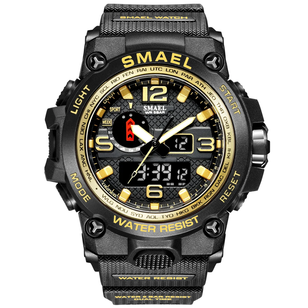 SMAEL 1545D Sport Style 5ATM Waterproof Luminous Digital Wristwatch Display Led Electronic Digital Men Watches