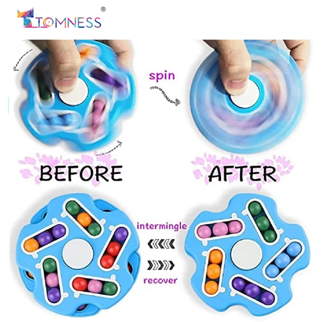 Finger Spinning Toys Magic Bean Five-Color Puzzle Double-Sided Fingertip Gyro 2 in 1 Rotating Magic Bean puzzle toys