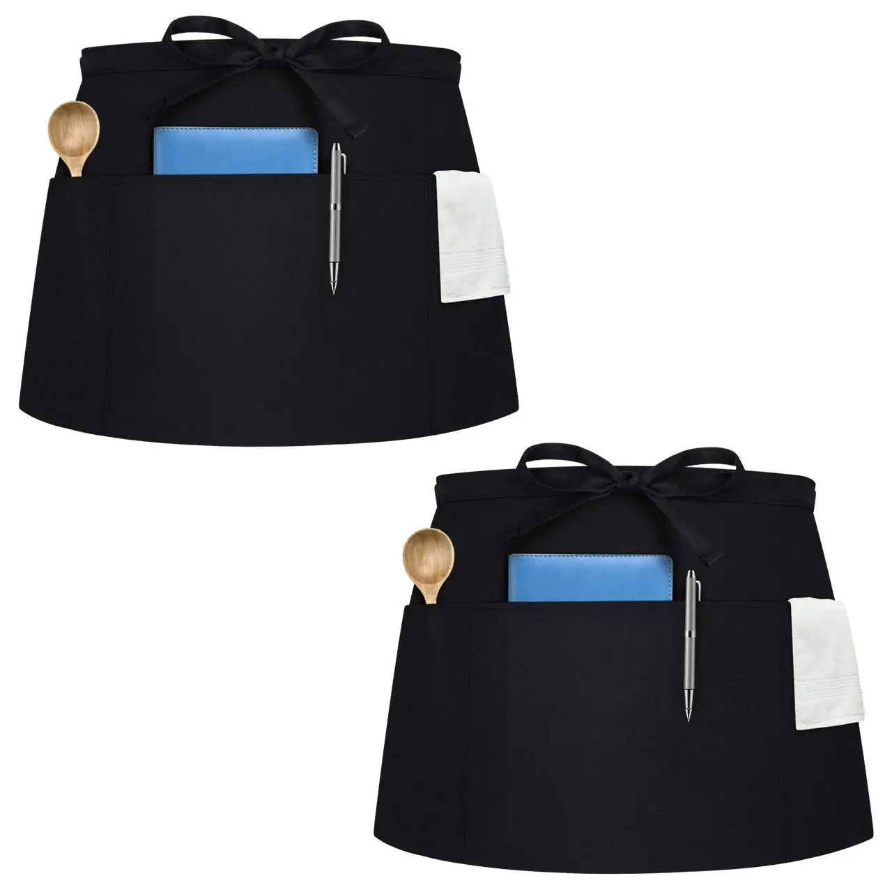 Wholesale High Quality Waist Aprons With Pockets Custom Cotton Short Waist Apron print your logo half waist apron