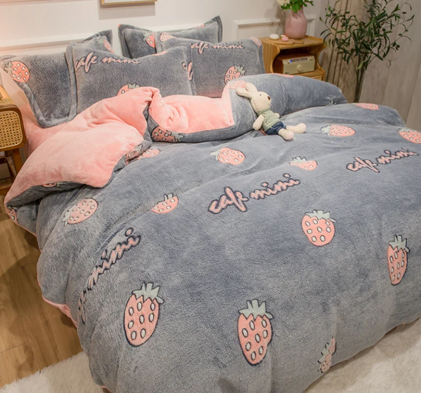 Комплект теплого постельного белья из пушистой флисовой ткани, фланелевый пододеяльник, простыня, наволочка для кровати