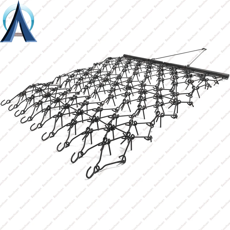 Heavy Duty Drag Harrow 4.5 FT x 5 FT Leveling Grading Steel Mesh 3/8in Tines Tow Behind Agricultural-Style Drag
