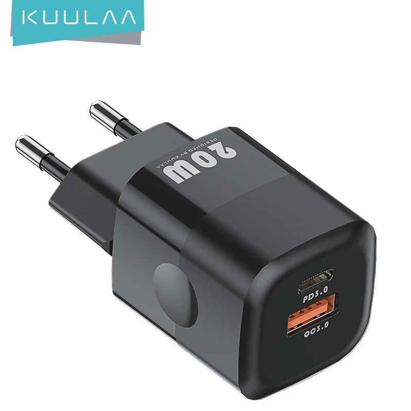 Зарядное устройство KUULAA 20 Вт с двумя USB-портами, устройство с поддержкой PD типа C для iPhone 13, 12 Pro Max, 11, Mini, 8 Plus