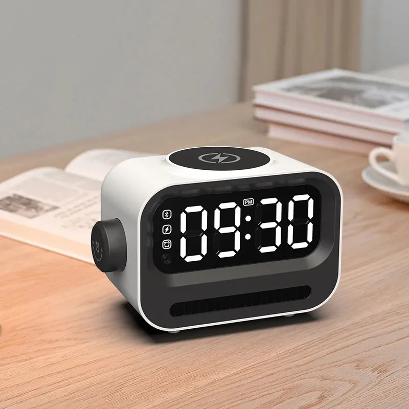 Clock Bluetooth  Speaker  with Wireless Charger ABS Plastic Colorful Lights USB AUX MADE IN CHINA MINI SPEAKER