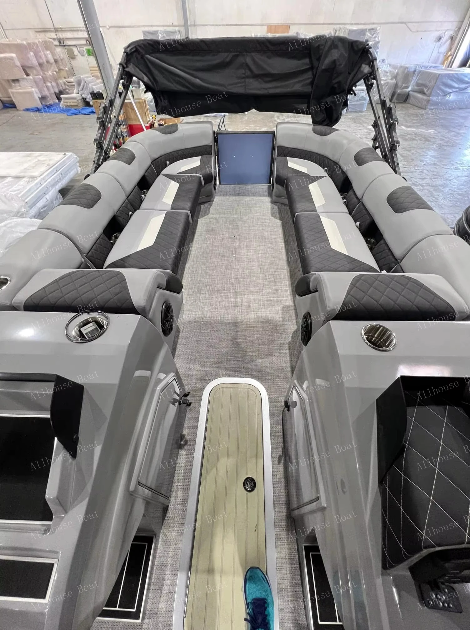 Summer New Product CE Approved Double Decker Fishing Boat Aluminum Pontoon Boat with Bar for Sale