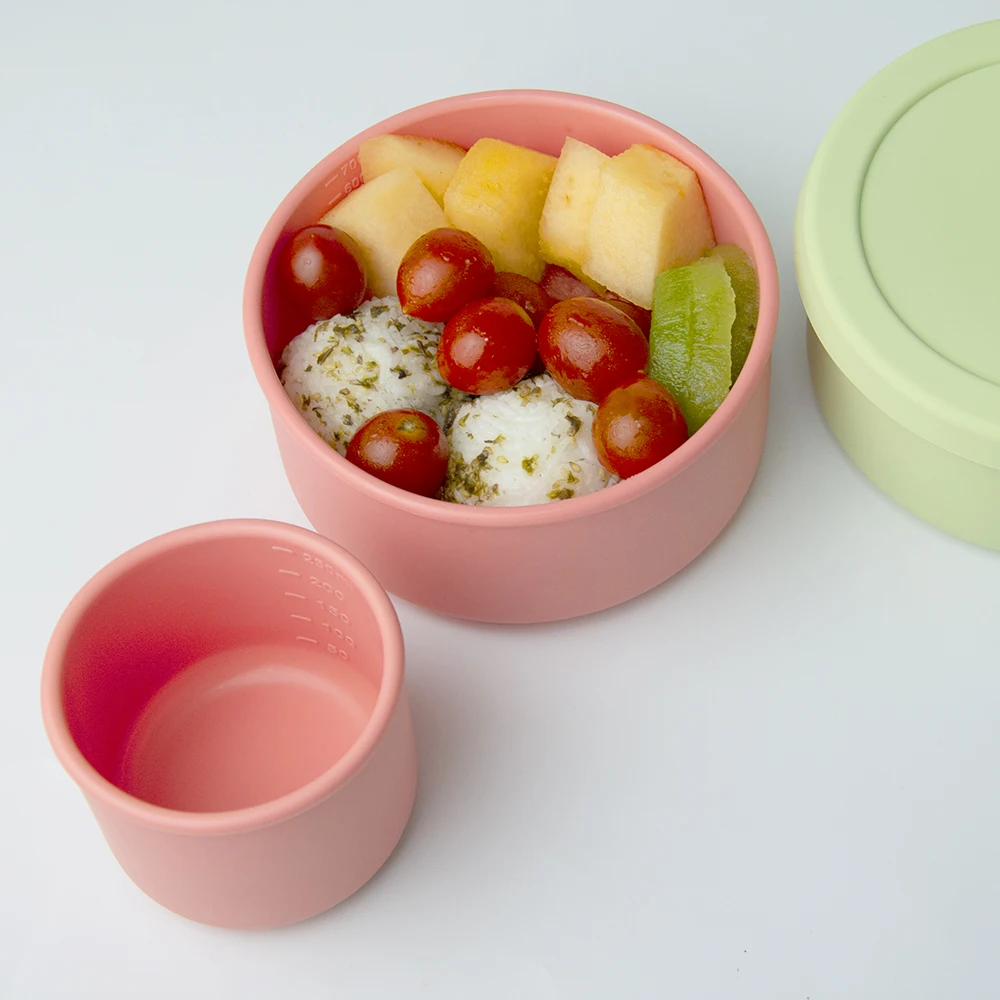 Оптовая продажа, коробка для хранения фруктов, без BPA, круглый силиконовый материал для школы