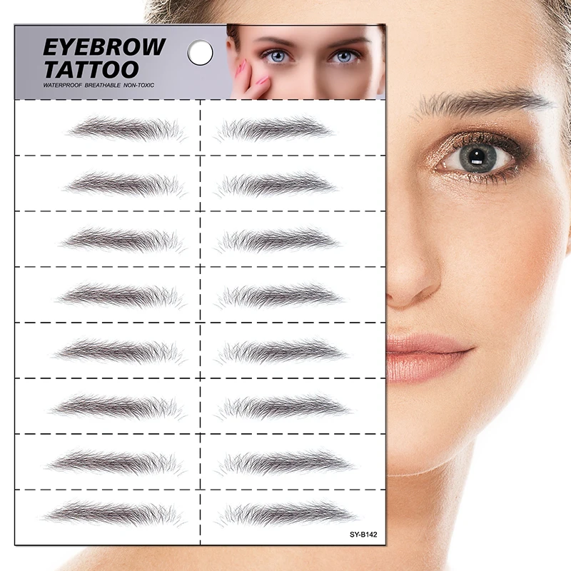 Supernatural 3D semi-permanent eyebrow sticker tattoos Women Popular Water Transfer Temporary Sticker Tattoo Eyebrows